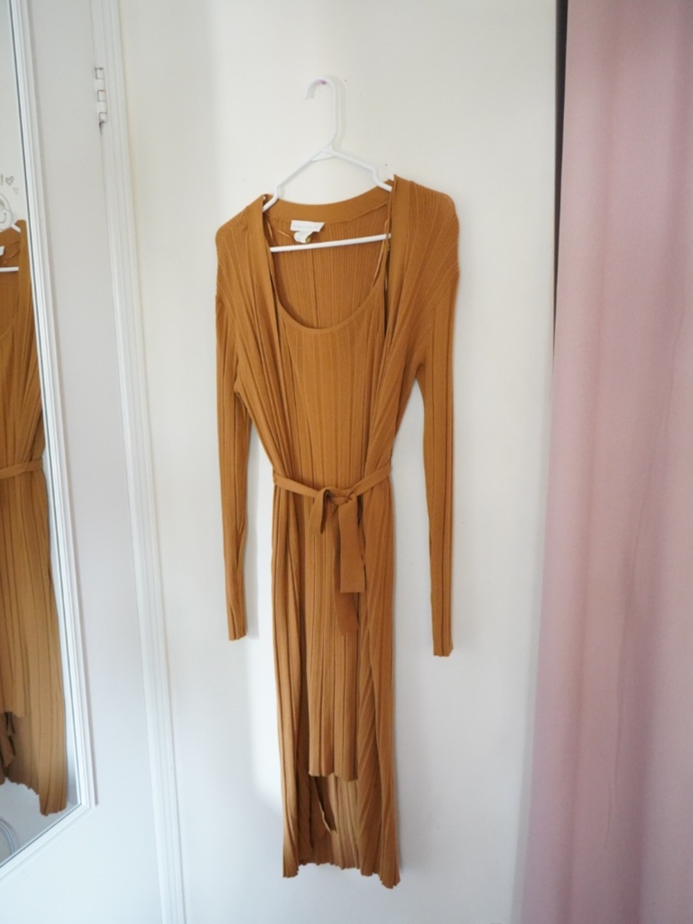 BROWN 2 PIECE DRESS + CARDIGAN (XS)